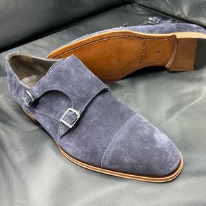 To Boot Men's Suede Double Monk Strap Shoes - Navy